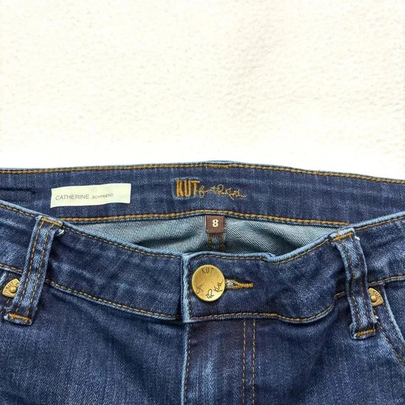 Kut from the Kloth Catherine Boyfriend Distress Med Wash Ankle Jeans Size 8 - Picture 11 of 16